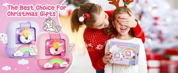 دوربین عکاسی و فیلمبرداری دیجیتال کودک با چاپ فوری حرارتی طرح یونیکورن صورتی مدل M9_ اسباب بازی دیجیتال و هوشمند