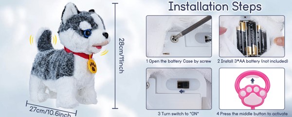 عروسک رباتیک هاپو پشمالو سخنگو و موزیکال با دسته ی کنترلی طوسی مدل Electric Singing Dog Toys 968 _عروسک رباتیک