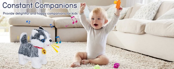 عروسک رباتیک هاپو پشمالو سخنگو و موزیکال با دسته ی کنترلی طوسی مدل Electric Singing Dog Toys 968 _عروسک رباتیک