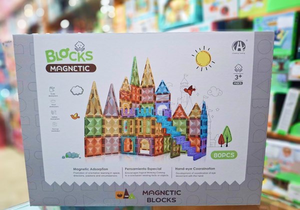اسباب بازی ساختنی تایل مگنتی 80 قطعه مدل Magnetic Blocks_لگو
