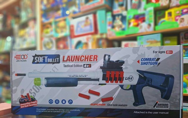 تفنگ اسباب بازی دولول پوکه پران تیر اسفنجی مدل Soft Bullet Toy Gun 2027_تفنگ اسباب بازی