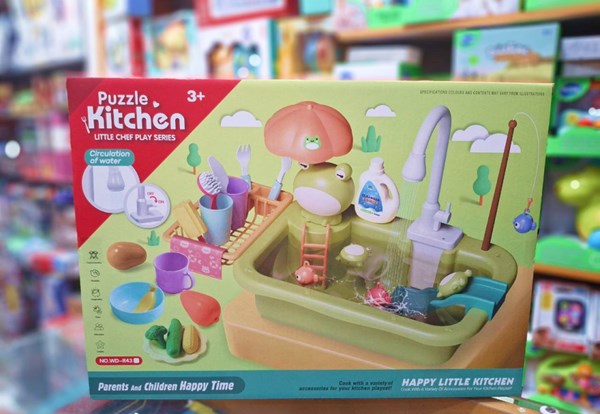 اسباب بازی سینک ظرفشویی و قلاب ماهیگیری 30 قطعه طرح قورباغه_اسباب بازی لوازم خانگی