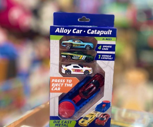 ست ماشین مسابقه‌ ای فلزی با پرتابگر مجموعه 4 عددی مدل 2853_2 Alloy Car Catapult_ماشین اسباب بازی