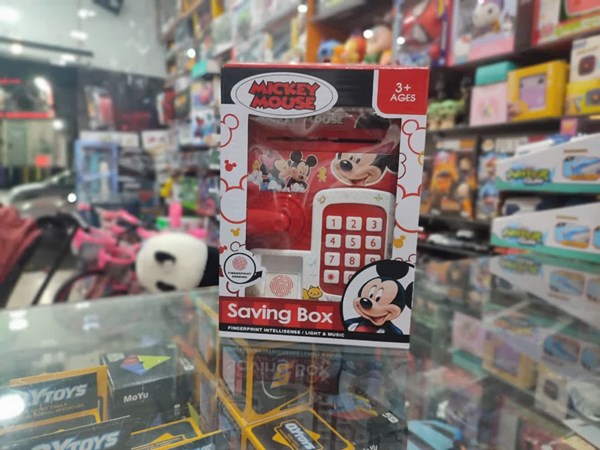 گاوصندوق اثر انگشتی رمز دار باتری خور طرح میکی موس مدل 3002