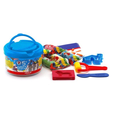 خمیر بازی 5 رنگ سطلی با ابزار آریا ARYA _اسباب بازی علمی