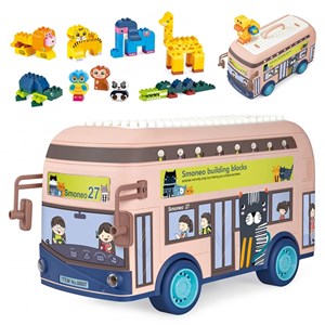 لگو دوپلو اسمونو 136 قطعه مدل اتوبوس حیوانات smoneo رنگ صورتی _لگو