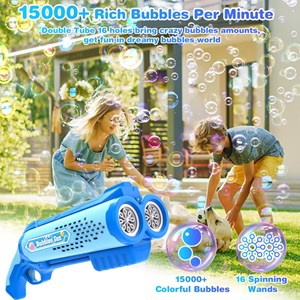 تفنگ اسباب بازی حباب ساز دولول مخزن دار آبی Electric Bubble Maker Toy with LED Lights_تفنگ اسباب بازی