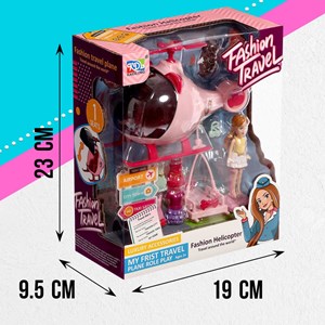 اسباب بازی ست باربی همراه با هلیکوپتر و چند دست لباس مدل Fashion travel _عروسک