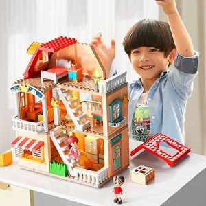 لگو دوپلو ساختمان دوطبقه با وسایل خانه 186 قطعه مدل FEELO 1801 _لگو