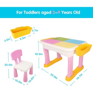 میز و صندلی لگو بازی همراه با 84 قطعه لگو ( میز چند کاره همراه با صندلی ) مدل Block Tables lxA907_لگو