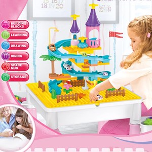 میز و صندلی لگو بازی همراه با 84 قطعه لگو ( میز چند کاره همراه با صندلی ) مدل Block Tables lxA907_لگو