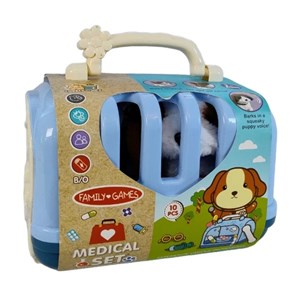 اسباب بازی سگ خانگی به همراه قفس و وسایل دامپزشکی مجموعه 10 عددی _عروسک رباتیک