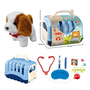 اسباب بازی سگ خانگی به همراه قفس و وسایل دامپزشکی مجموعه 10 عددی _عروسک رباتیک