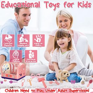 اسباب بازی سگ خانگی به همراه قفس و وسایل آرایشی مجموعه 14 عددی _عروسک رباتیک