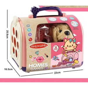 اسباب بازی سگ خانگی به همراه قفس و وسایل آرایشی مجموعه 14 عددی _عروسک رباتیک