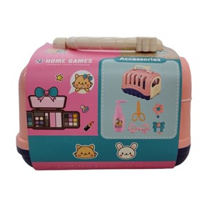 اسباب بازی سگ خانگی به همراه قفس و وسایل آرایشی مجموعه 7 عددی _عروسک رباتیک