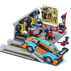 لگو تکنیک تعمیرگاه ماشین مسابقه ای 674 قطعه مدل 714032 SEMBO Racing Vehicle Garage_لگو