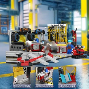 لگو تکنیک تعمیرگاه ماشین مسابقه ای 674 قطعه مدل 714032 SEMBO Racing Vehicle Garage_لگو