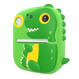 دوربین عکاسی و فیلمبرداری دیجیتال کودک با چاپ فوری حرارتی طرح دایناسور سبز_اسباب بازی دیجیتال و هوشمند