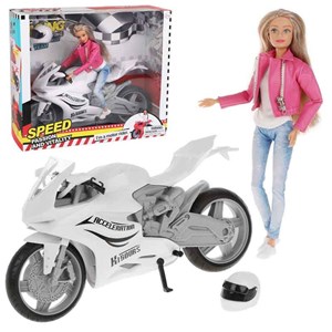 عروسک باربی دفا لوسی موتور سوار با کلاه کاسکت سفید مدل Defa Lucy Doll 8459_عروسک