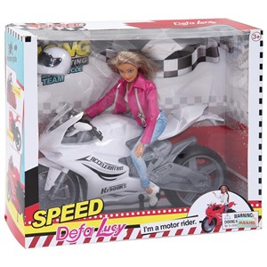 عروسک باربی دفا لوسی موتور سوار با کلاه کاسکت سفید مدل Defa Lucy Doll 8459_عروسک