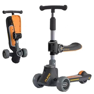 اسکوتر دو حالته صندلی دار تاشو کودک با چرخ های چراغدار و موزیکال_اسکوتر