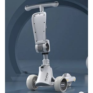 اسکوتر دو حالته صندلی دار تاشو کودک با چرخ های چراغدار و موزیکال_اسکوتر