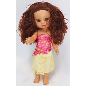 عروسک دخترانه موزیکال 36 سانتی گوشتی با موهای قهوه ای _عروسک