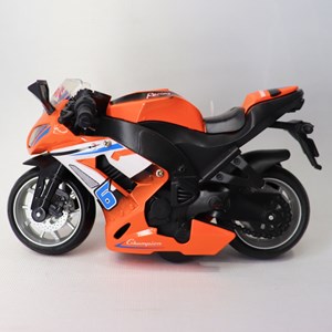 موتور اسباب بازی عقب کش موزیکال همراه با قاب رنگ نارنجی _ماشین اسباب بازی