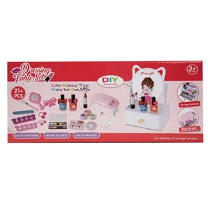 اسباب بازی میز آرایش چوبی آینه دار همراه با لوازم آرایش 21 قطعه _کیف