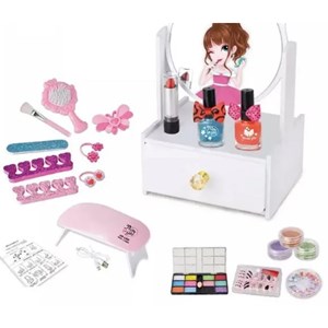 اسباب بازی میز آرایش چوبی آینه دار همراه با لوازم آرایش 21 قطعه _کیف