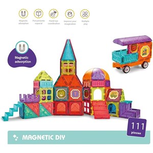 اسباب بازی ساختنی تایل مگنتی 111 قطعه مدل Magic Magnetic Blocks _لگو