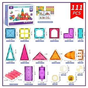 اسباب بازی ساختنی تایل مگنتی 111 قطعه مدل Magic Magnetic Blocks _لگو