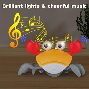 ربات اسباب بازی خرچنگ موزیکال شارژی سنسوردار نارنجی _ربات اسباب بازی