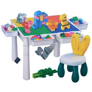 میز و صندلی لگو بازی همراه با 137 قطعه لگو ( میز چند کاره همراه با صندلی ) مدل Block Tables_اتاق کودک