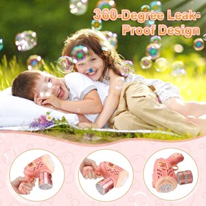 تفنگ اسباب بازی حباب ساز چراغ دار رنگ صورتی مدل Geometric Bubble Gun_تفنگ اسباب بازی