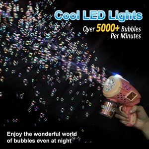 تفنگ اسباب بازی حباب ساز چراغ دار رنگ صورتی مدل Geometric Bubble Gun_تفنگ اسباب بازی