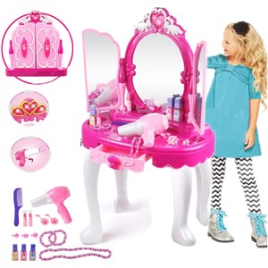 ست اسباب بازی میز آرایش صندلی دار موزیکال همراه با ریموت عصای جادویی مدل 00818_اسباب بازی لوازم خانگی