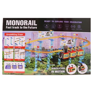 اسباب بازی مونوریل قطار هوایی سایز بزرگ 3 واگن 86 قطعه_ ماشین اسباب بازی