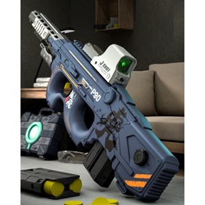 تفنگ اسباب بازی شارژی دو حالته همرا با تیرهای سکه ای فومی مدل P90_تفنگ اسباب بازی