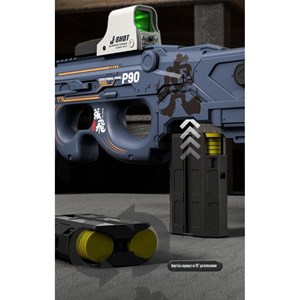 تفنگ اسباب بازی شارژی دو حالته همرا با تیرهای سکه ای فومی مدل P90_تفنگ اسباب بازی