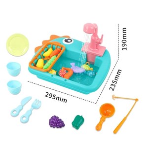 اسباب بازی سینک ظرفشویی و قلاب ماهیگیری رنگ سبز _اسباب بازی لوازم خانگی