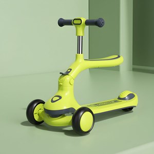 اسکوتر فلزی 3 کاره صندلی دار تاشو با چرخ های چراغدار و موزیکال _اسکوتر