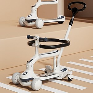 اسکوتر فلزی 3 کاره صندلی دار تاشو با چرخ های چراغدار و موزیکال _اسکوتر