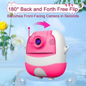 دوربین عکاسی و فیلمبرداری دیجیتال کودک با چاپ فوری حرارتی و رم 32 گیگ صورتی_اسباب بازی دیجیتال و هوشمند