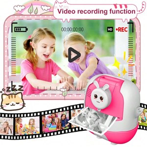دوربین عکاسی و فیلمبرداری دیجیتال کودک با چاپ فوری حرارتی و رم 32 گیگ صورتی_اسباب بازی دیجیتال و هوشمند