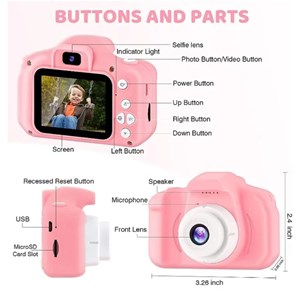 دوربین عکاسی و فیلمبرداری دیجیتال کودک 1080P رنگ صورتی_اسباب بازی دیجیتال و هوشمند