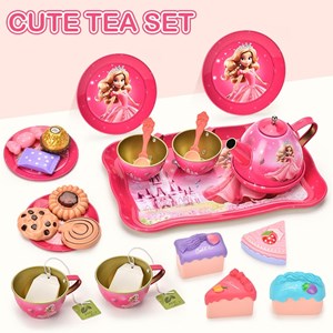 اسباب بازی ست چای خوری و شیرینی خوری فلزی عصرانه 52 تکه طرح پرنسس_اسباب بازی لوازم خانگی