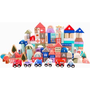 بلوک چوبی خانه سازی بریکس سطلی 115 قطعه با صفحه بازی مدل JHTOY 126_لگو