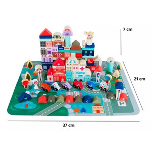 بلوک چوبی خانه سازی بریکس سطلی 115 قطعه با صفحه بازی مدل JHTOY 126_لگو